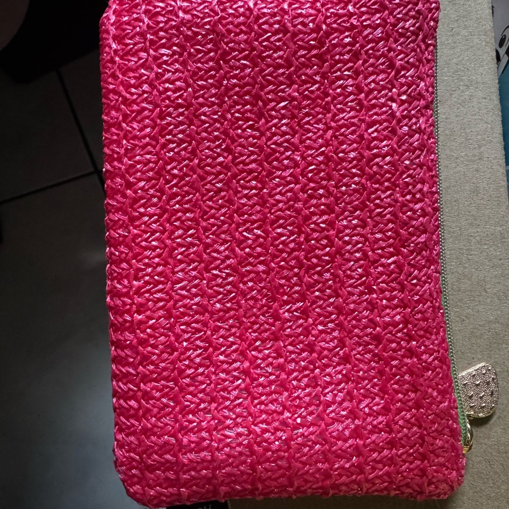 Ipsy Vibrant Pink Woven Bag